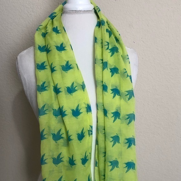 Women’s Yellow & Blue Bird "Twitter" Scarf Wrap Shawl Beach Cover Up